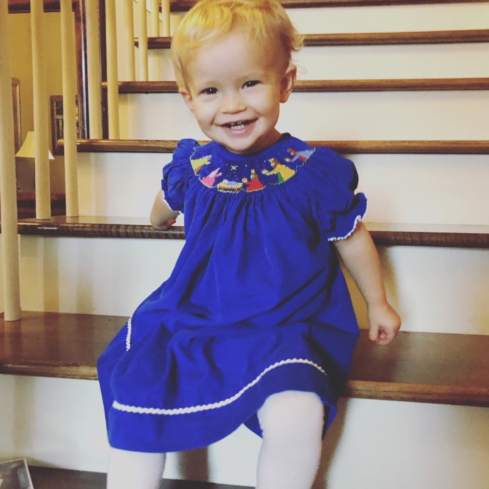 Girls smocked Christmas dress